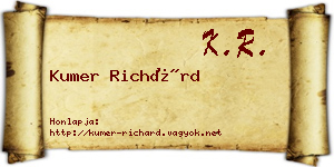 Kumer Richárd névjegykártya